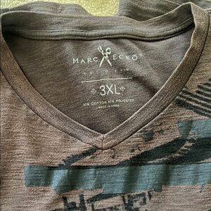 Marc Ecko Charcoal V-Neck Graphics Tee 3XL